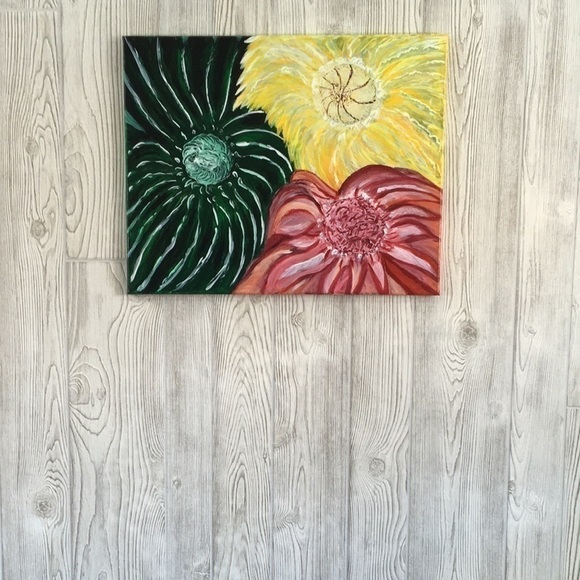 Original Painting Flowers Floral Wall Art on Canvas 20"x16" - Picture 9 of 15